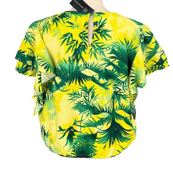 INC International Concepts XX-Large Top Leaf Print Ruffled Flutter Sleeves Multi - Picture 4 of 9